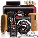 아버지의 날 아빠 선물, 남자를 위한 Beard 장비, Beard 성장 및 Grooming 장비 w/Beard 기름 Beard Balm Beard Comb Beard 가위, 남자 남편을 위한 생일 선물 할아버지 Boyfriend 아들 형제