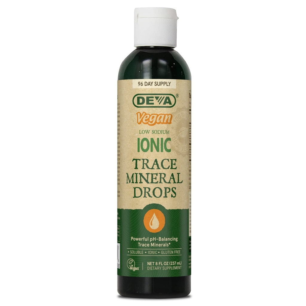 DEVA Vegan Ionic Trace 무기물 하락, 낮은 나트륨, PH 균형, 96 일 공급, 8개 Fl Oz