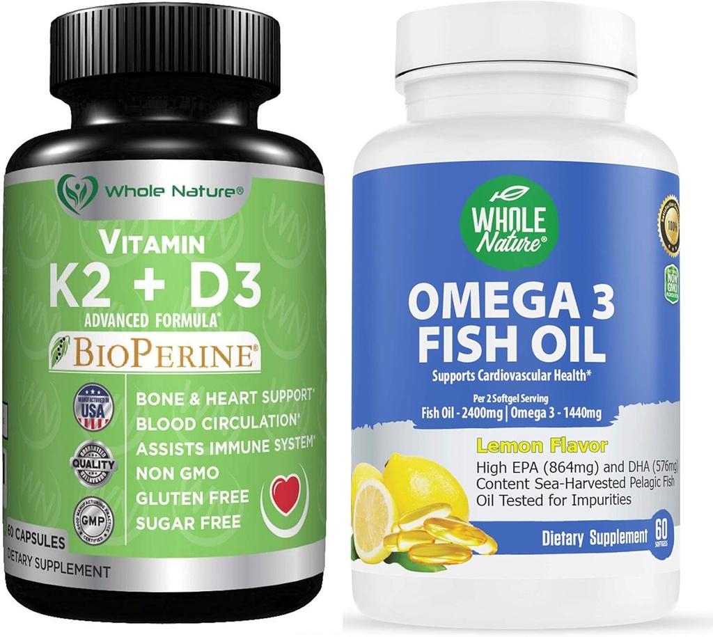 Bioperine Plus 칼슘 오메가 3 물고기 기름을 가진 K2+D3는 심장 & 뼈 건강, 합동 및 두뇌를 지원하는 가장 효과적인 입니다