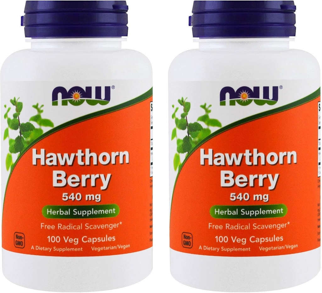NOW 식품 호손 베리 540 mg, 100 Veg 캡슐 (팩 2)