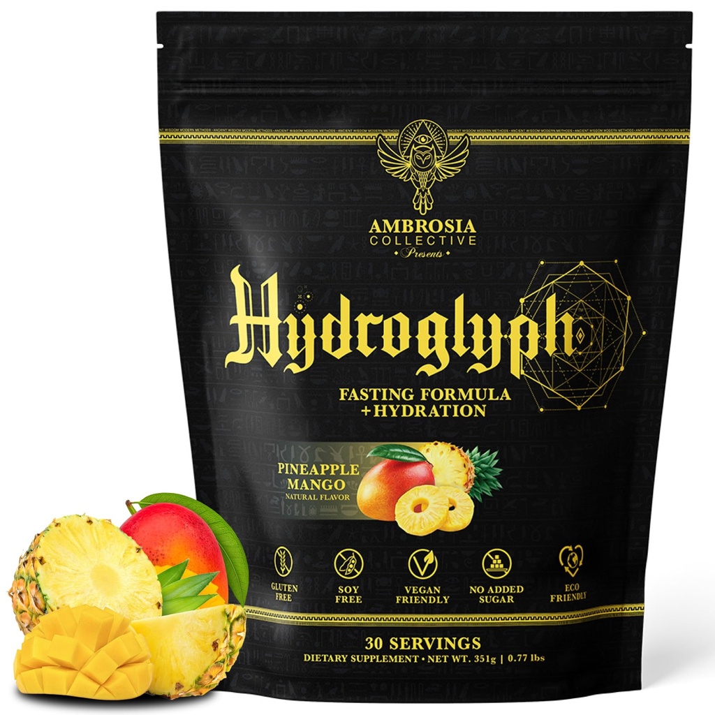 Ambrosia Hydroglyph Intraworkout 공식 w/BCAA + EAA + Lean 근육, 0g Sugar Fasting Hydration 음료 혼합, 만든 w/Coconut 물 (Pineapple Mango)