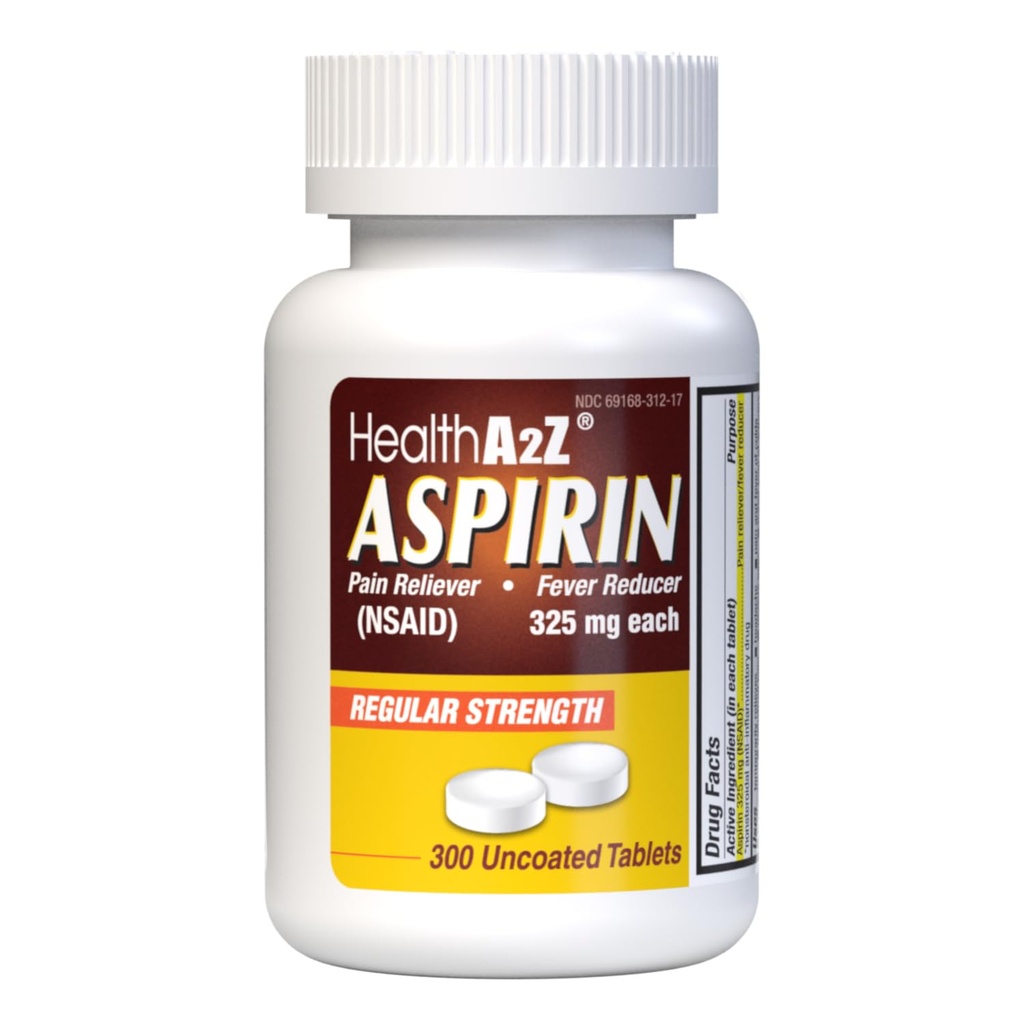 HealthA2Z® Aspirin 325mg | Uncoated Tablets | Original Strength | Pain Re | Fever Reducer | Bayer® Active Ingredients에 대한 비교 ... (300 개)