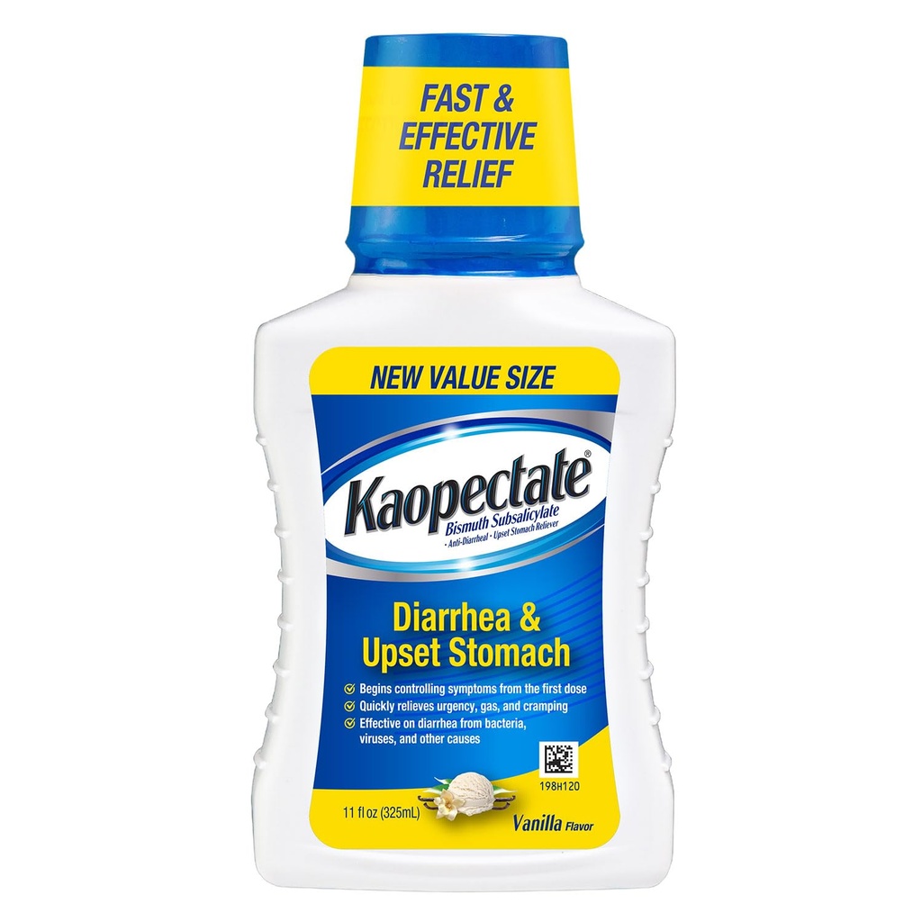 Kaopectate Vanilla Multi-Symptom - Bismuth Subsalicylate를 가진 성인을 위한 Diarrhea 약물, Stomach 기복을 위한 반대로 Diarrhea 약 - 11oz