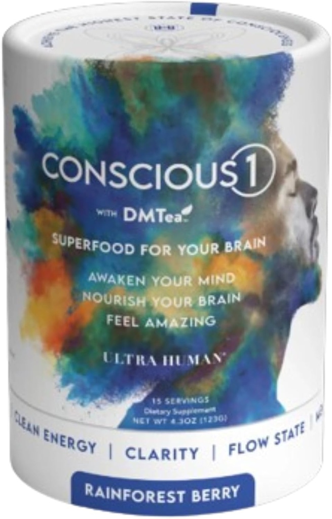 Ultra Human CONSCIOUS1 - Focus Boosting Superfood Blend - 열대 우림 베리 - 30 서빙 (패키지 1)