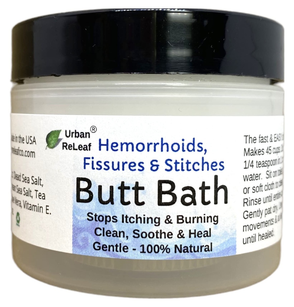 도시 ReLeaf Butt Bath! 치질, Fissures & 스티치. 가려움증 & 화상을 돕는다. 깨끗하고, Soothe & Calm. 이용 약관 빠른 구호! 젠틀 바다 소금 Soak. Gentle, 효과, 100 % 천연