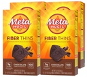 Metamucil, Fiber Thins, Daily Psyllium Husk Fiber Supplement, Digestive Health and Satisfies Hunger, 초콜릿 맛, 48 총 서빙 (4 팩 12)
