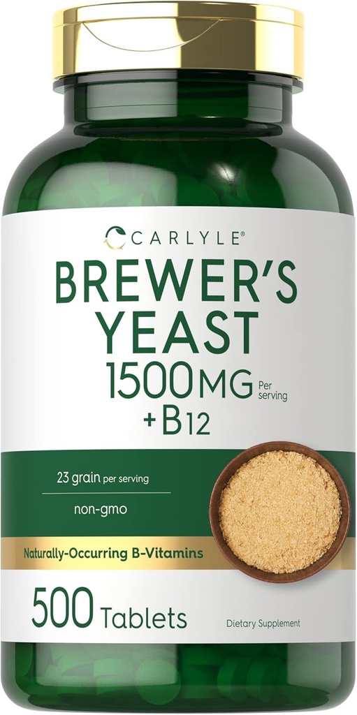 Carlyle Brewers 효모 태블릿 비타민 B12 | 1500mg | 500 개 | 비 GMO & 채식 보충교재