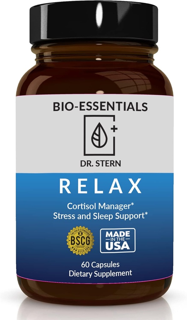 BIO-ESSENTIALS, Relax-Doctor 공식화 : 스트레스 관리, 깊은 수면을 촉진, Mood-W/Organic Holy Basil, 아연, 마그네슘, 비타민 B6, Magnolia Bark, L-Theanine, Vegan-Made를 개선