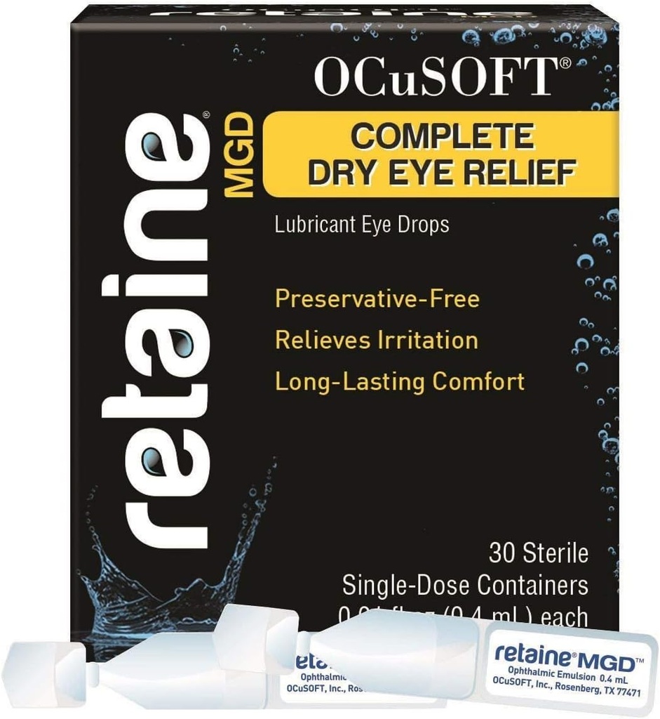 OCuSOFT Retaine MGD 완전한 건조한 눈 기복 윤활유 눈 하락 단 하나 복용량 콘테이너, 30 조사 (2의 포장)