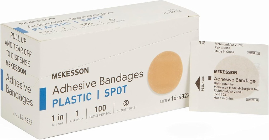 McKesson 접착성 붕대, 메마른, 플라스틱 반점, 안으로 1, 100 조사, 24 팩, 2400 합계