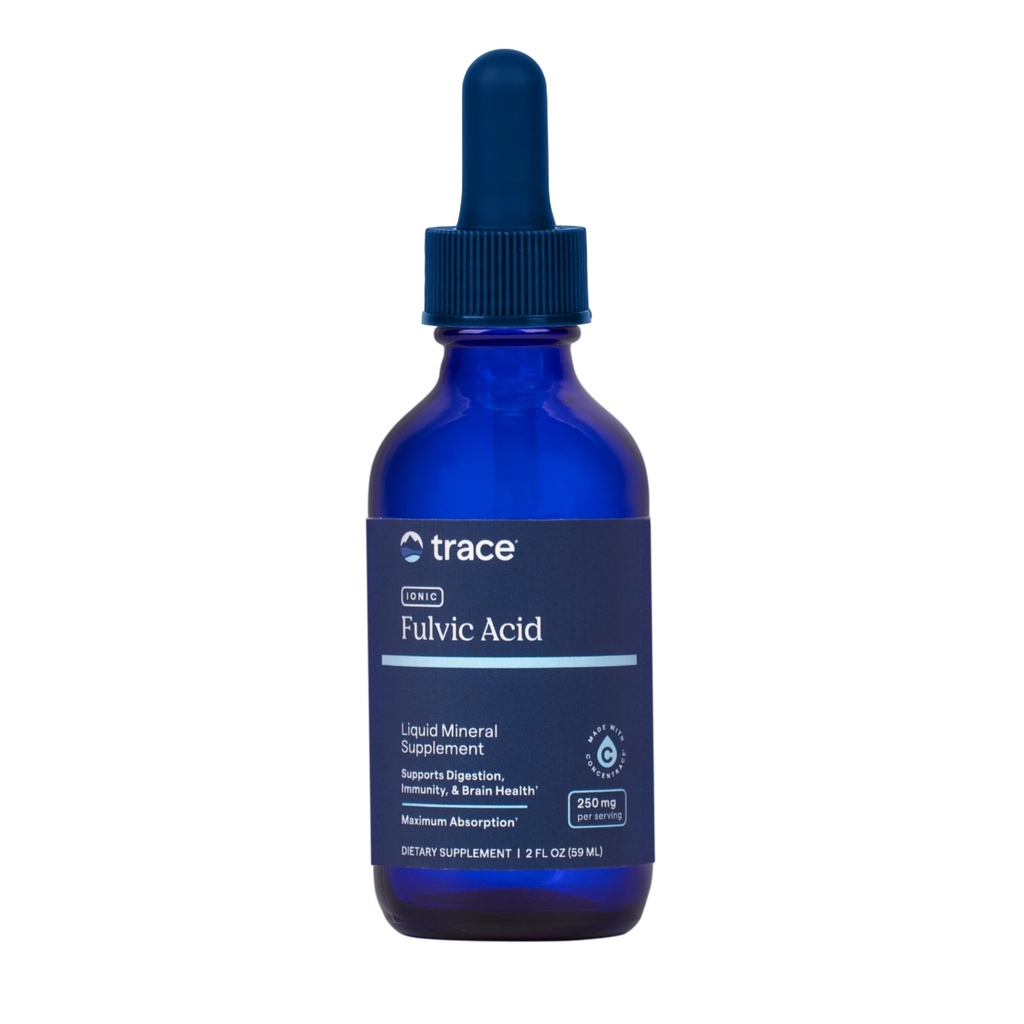 Trace Minerals Ionic Fulvic Acid 250mg - Hydration & Energy Production을 지원하는 필수 미네랄 보충 - 보조 근육 내구 - 건강한 소화를위한 액체 보충 - 2 fl oz (59 서빙)