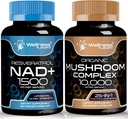 웰니스 LABSRX NAD 보충교재, 1500mg - Liposomal NAD+ Resveratrol의 보충 | 유기 버섯 보충 캡슐 - 10000mg - 1 버섯 복잡한 캡슐에 25