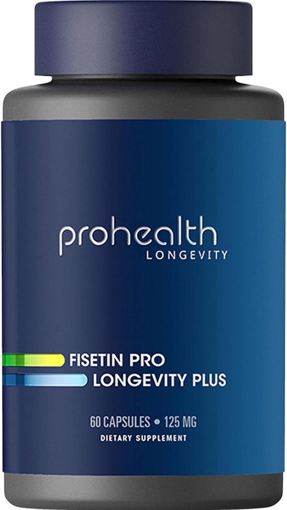 ProHealth Fisetin 보충제 - 15X 폴리 페놀 혼합 + MCT 오일에서 더 나은 흡수. 3rd 파티 테스트 순수. 미국 제조. 강력한 산화 방지제 + Senolytic. Fisetin 보충교재 125mg x 60 서빙
