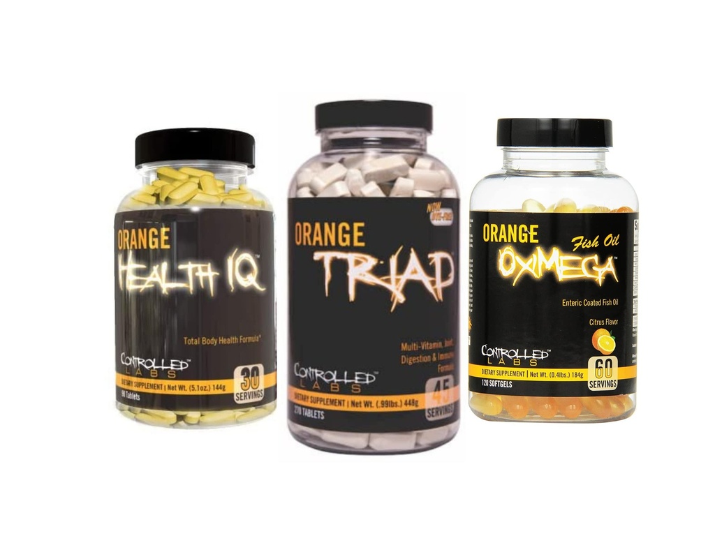 CONTROLLED LABS 전반적인 건강 뭉치, 45 서빙 오렌지 트라이애드, 90 조사 오렌지 건강 IQ, 120 조사 오렌지 옥시메가 물고기 기름, 근육 건물 및 회복 남자와 여자를 위한 보충교재