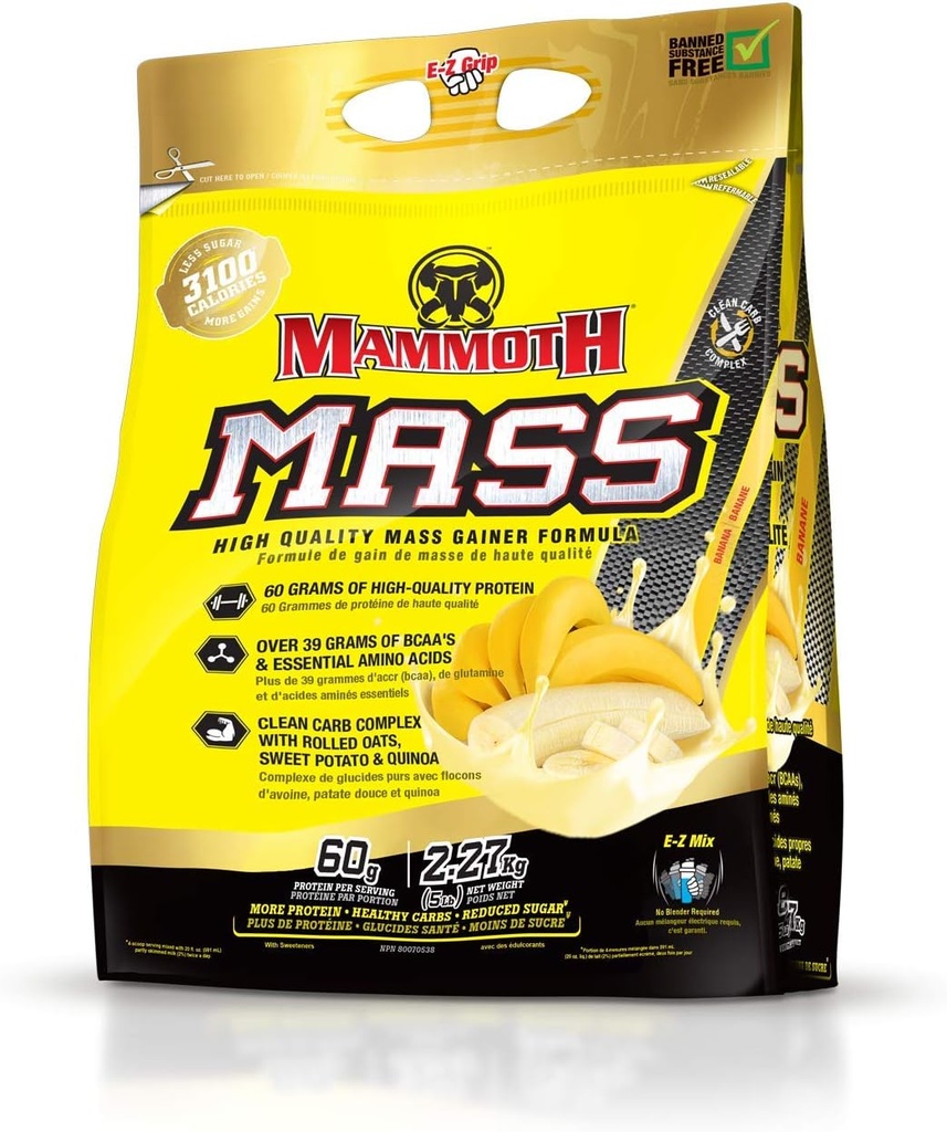 상호 작용하는 영양 Mammoth 대량 보충교재, 5개 lbs, 바나나나, 2.2kg 바나나나