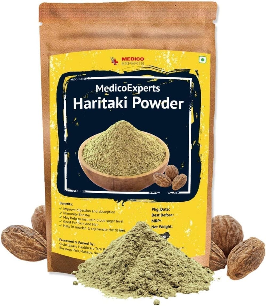 SENTA Haritaki Powder Organic - 400 GMS | 100 % 순수한 Harde Powder | 카덕카이 가루 | Harad Powder | 다크 서클, 페이스, 스킨 및 건강한 소화용 잉크넛 분말