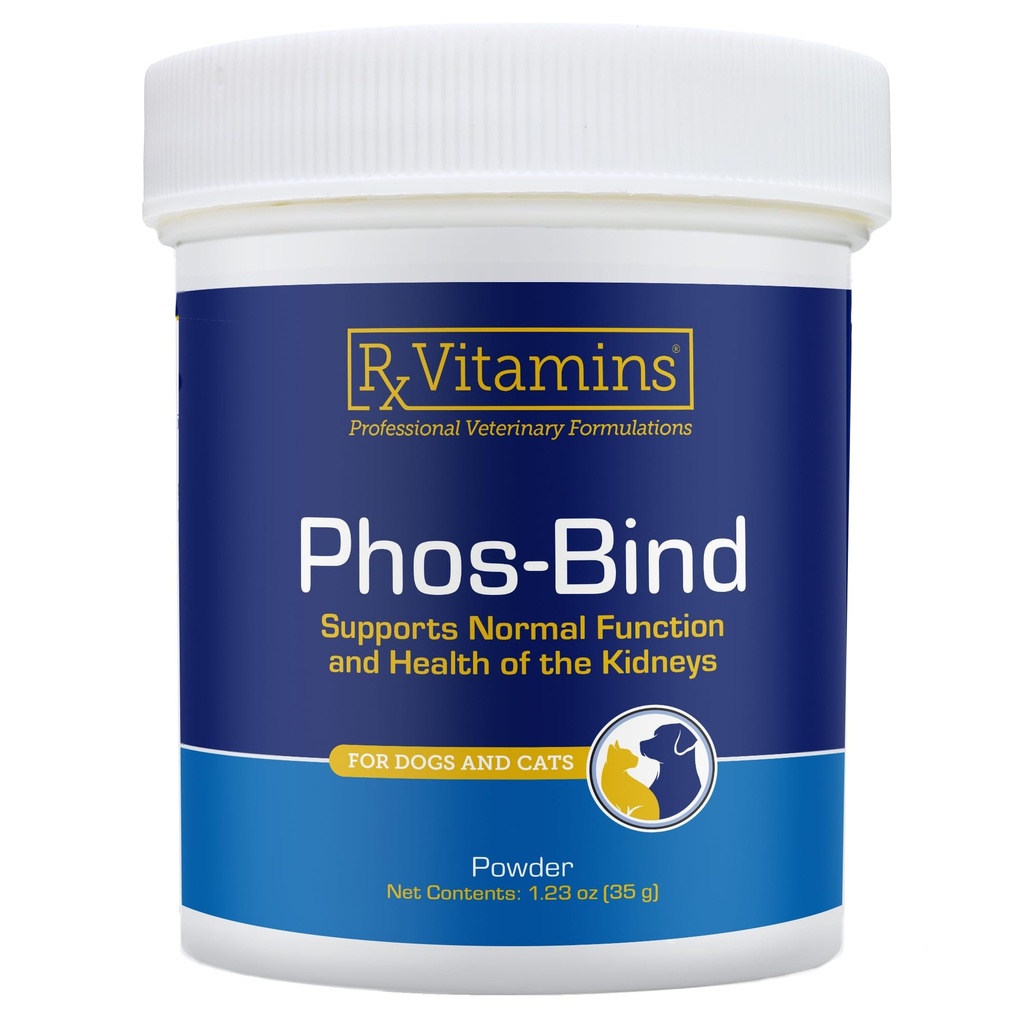 Rx Vitamins Phos-Bind - Kidney Support Supplement Powder - 고양이를위한 인산염 바인더 & Kidney 건강을위한 개 - 정상적인 Kidney Cleanse 및 Essential Kidney Care - 35g