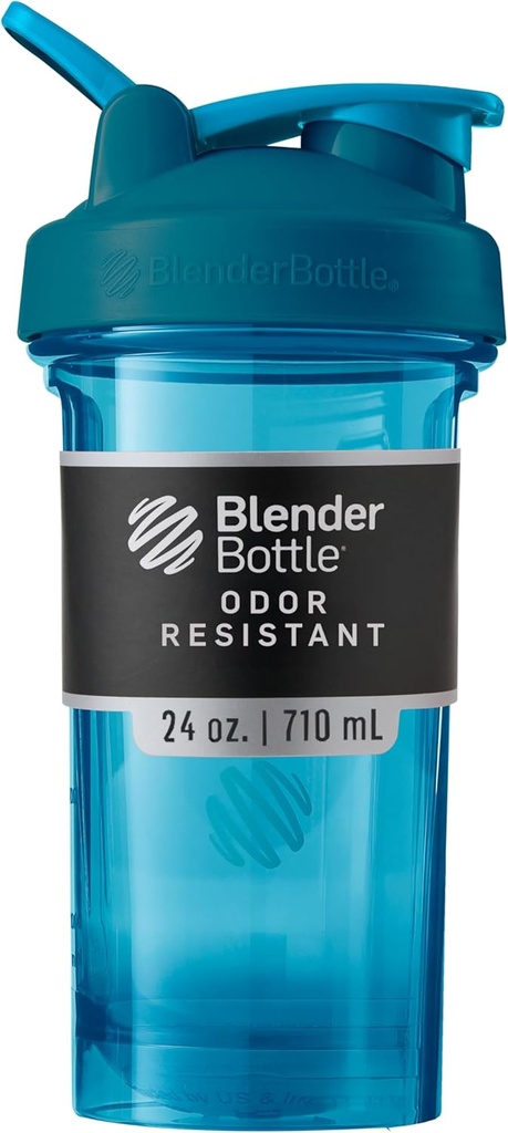BlenderBottle Shaker Bottle Pro 시리즈 단백질 쉐이크 및 사전 운동, 24Ounce, 오션 블루 완벽