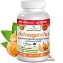 UDAF Verified Organic Ashwagandha with Black Pepper - 180 캡슐 - Stress, Sleep, Mood, Thyroid, Focus, Hair, Vegan Pure Root Extract Powder - 남성 및 여성 보충제