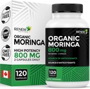 Renew Active Moringa Leaf Supplement 800MG per 2 Capsules- Antioxidant-Rich Moringa Oleifera - 좋은 건강 및 웰빙 촉진 - 삼키기가 용이 - 캐나다 - 120 캡슐