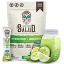 Salud 2-in-1 Hydration Packets + Immunity Electrolytes Powder, Cucumber Lime - Agua Fresca 음료 혼합, Elderberry, Dairy & Soy Free, Non-GMO, 글루텐 무료, Vegan, 낮은 칼로리, 1g Sugar (15 서빙)
