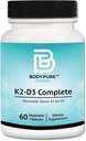 몸 순수한 K2-D3 완전한 - MK7 (MenaQ7® PRO)로 비타민 K2의 Vegan D3 & 45mcg의 5000iu| 일 공식, 비 GMO Verified, Vegan 인증, 글루텐 & Soy 무료 - 60 캡슐