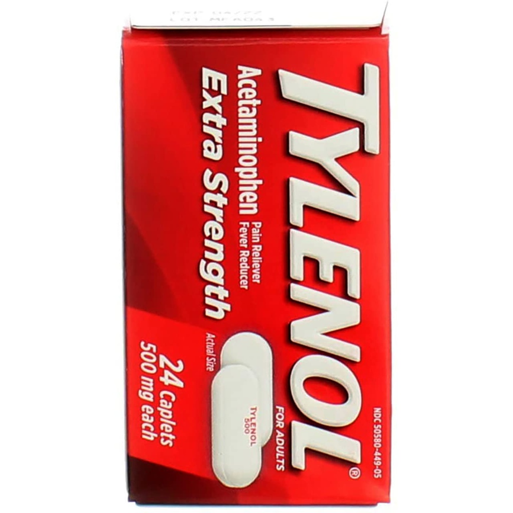 Tylenol 여분 힘 모자, 500 mg - 24 ct의 3 팩