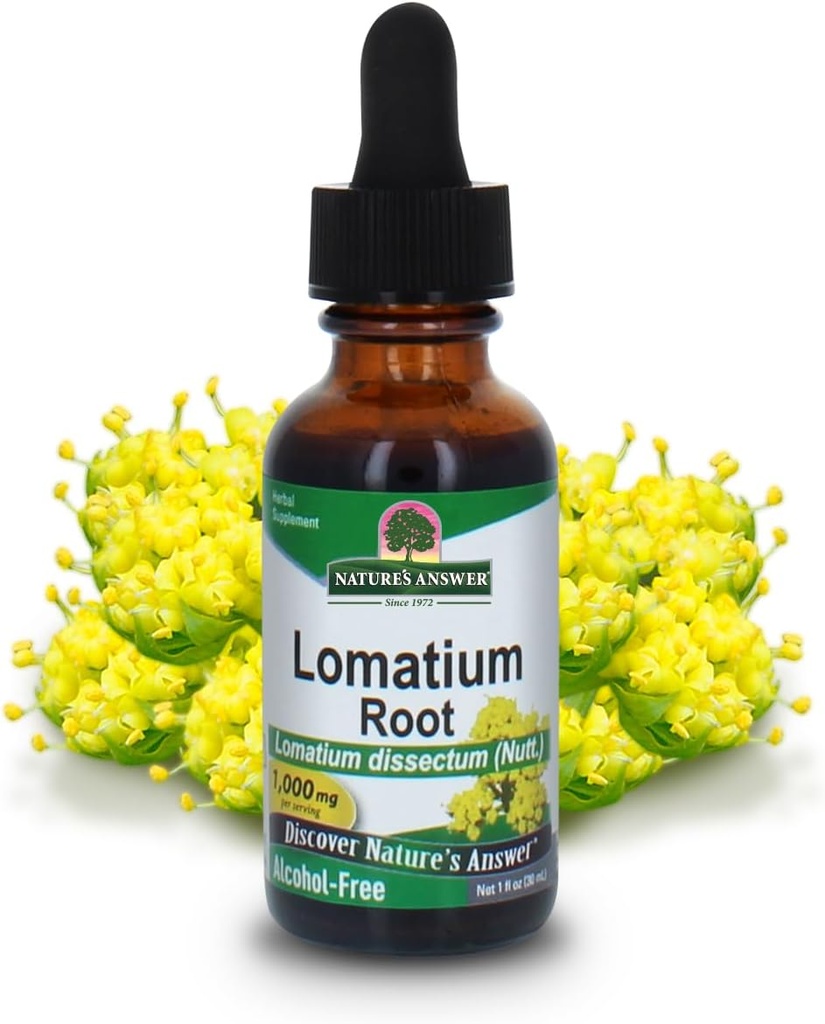 자연의 답변 Lomatium 루트 알코올 무료 - 1000 mg - 글루텐 무료 - 초본 - 1 fl oz (패키지 2)