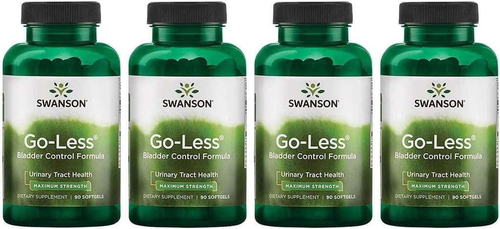 Swanson Go-Less Bladder Control Formula - Urinary Tract Health 및 Healthy Bladder Support - 호박 씨앗 추출물이있는 성인을위한 자연 보충 - (90 Softgels) 4 팩
