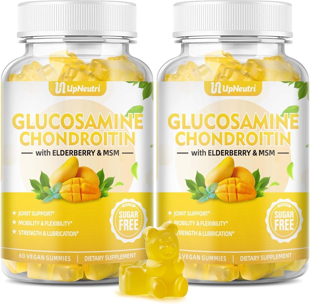 설탕 자유로운 글루코사민 Chondroitin Gummies, Chondroitin MSM & Elderberry & Turmeric를 가진 여분 힘 1500mg 글루코사민, 남자 & 여자를 위한 합동 지원 보충교재 자유로운 합동 건강