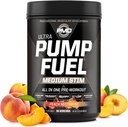 PMD 스포츠 펌프 연료 Ultra Medium Stim - 프리미엄 사전 운동 분말 및 근육 펌프, 더 큰 초점, 내구시간 및 복구, 프리미엄 크레아틴, 아르기닌 & 베타 알라닌 - 복숭아 Nectarine (30 인분)