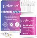 여성을 위한 Pelvana 붕산 좌약 60 + 15 도포구 + 20 PH 시험 지구 = 질 냄새를 위한 95 조각 장비 - 제 3 부 실험실 시험되고 미국에서 만드는