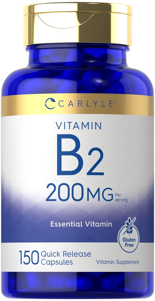 Carlyle Vitamin B-2 | 리보플라빈 | 200mg | 150 Count | 채식, 비 GMO & 글루텐 프리 에센셜 보충