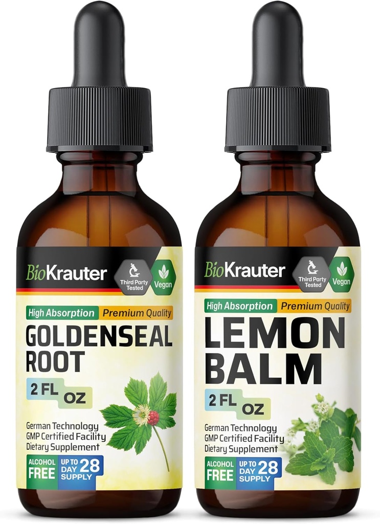 BIO KRAUTER Goldenseal Tincture 2 Fl. Oz. & 레몬 Balm Tincture 2 Fl. Oz.