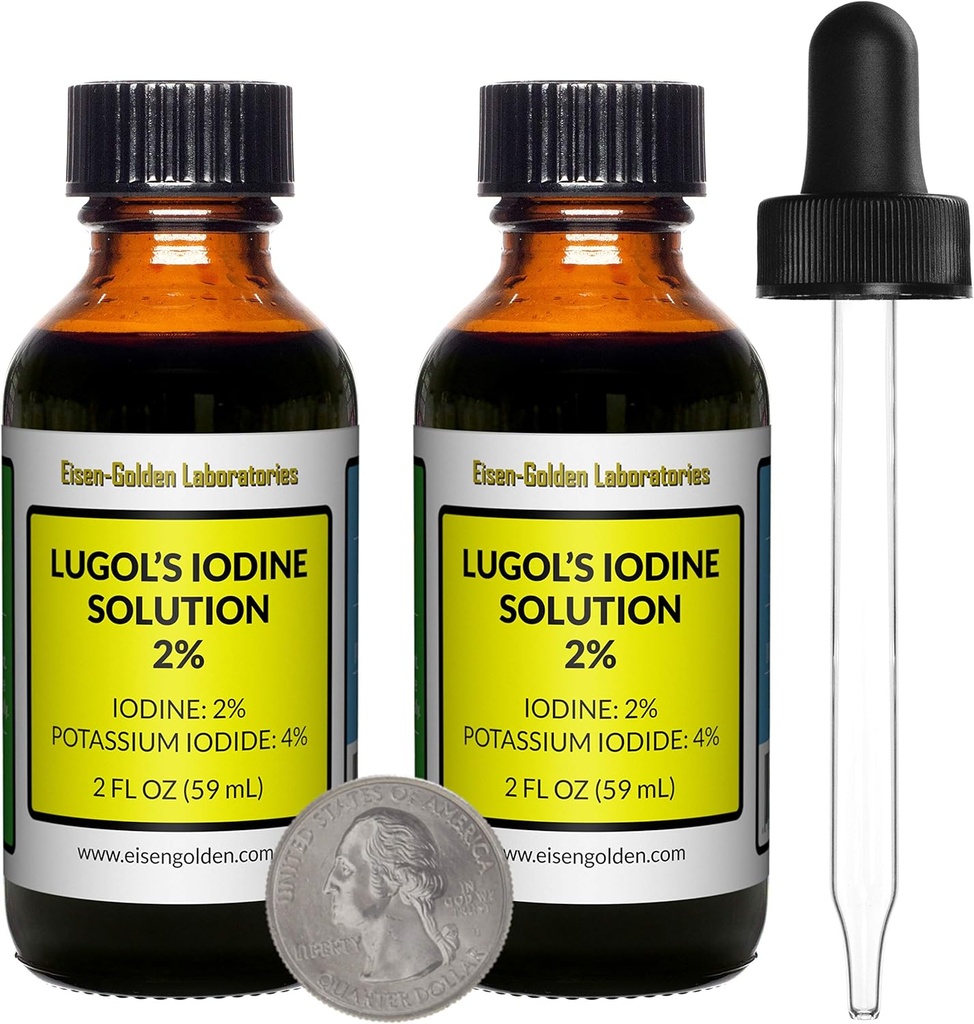 Lugol의 Iodine/2% 해결책/4 Oz 2개의 호박색 유리병/무료 Droppers/USA에 있는