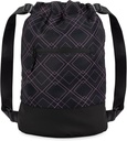 Flex Cinch Drawstring Gym Bag for Women with Graphic Design | 튼튼한 경량 체육관 Cinch Bags | 체육관 가방, 여행, 하룻밤 | 블랙/로즈 - Geometric