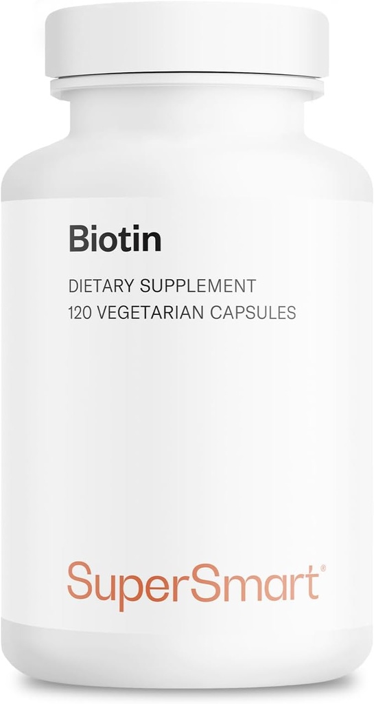Supersmart - Biotin 10,000mcg / 일 당 10g (고도) - 비타민 B7 Biotin 보충교재 - 건강한 머리, 피부 및 못 | 비 GMO & 글루텐 무료 - 120 채식 캡슐
