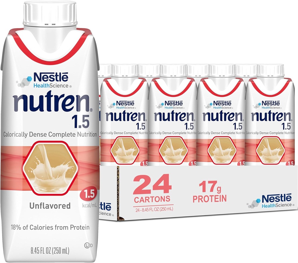 Nestle Nutren 1.5 관 먹이 공식 Unflavored 250 mL 판지 24 Ct