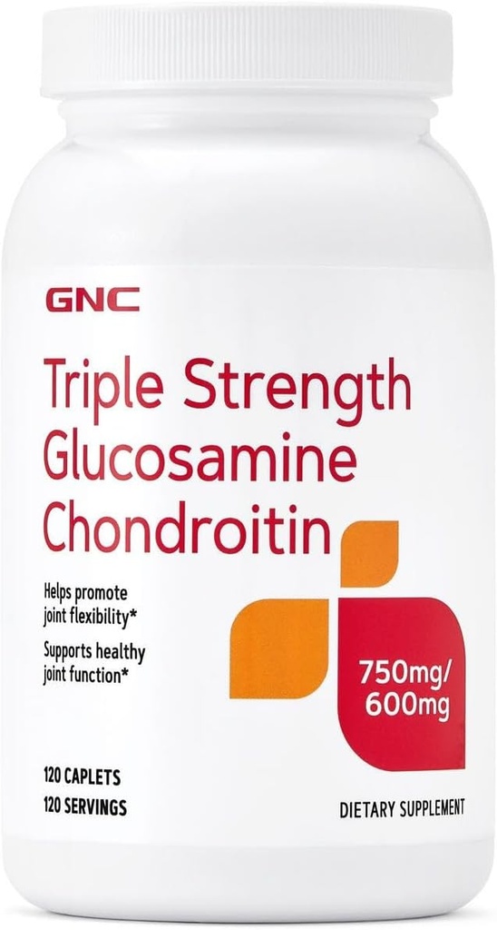 GNC 세겹 힘 Glucosamine Chondroitin 750mg/600mg의 120의 모자를 씌우는, 건강한 합동 기능을 지원합니다
