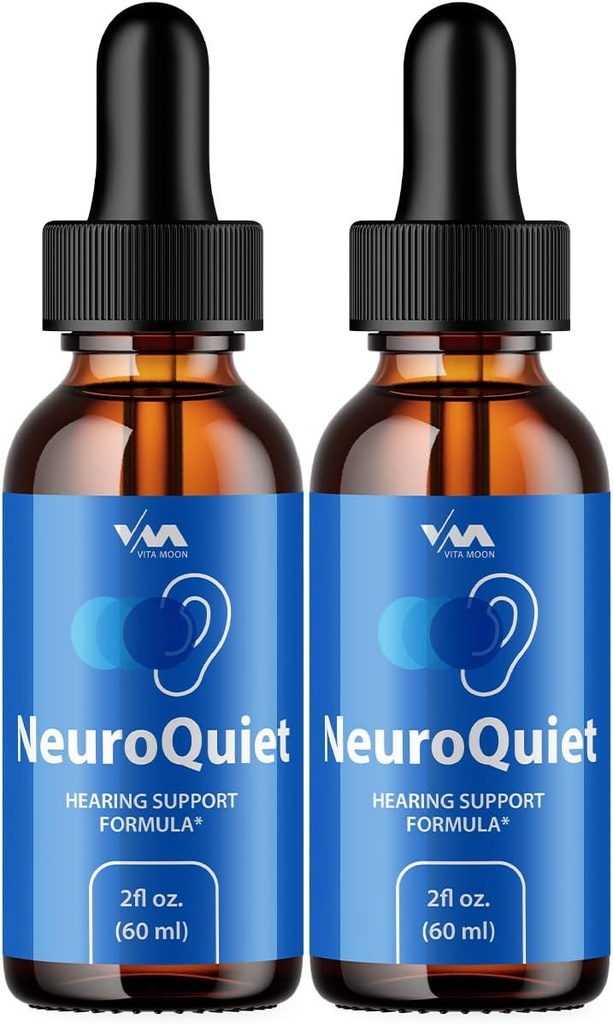 (2 팩) NeuroQuiet 드롭 - Neuro Quiet Advanced Formula Hearing Support, Cognitive Health 및 전반적인 웰빙, 2 개월 공급