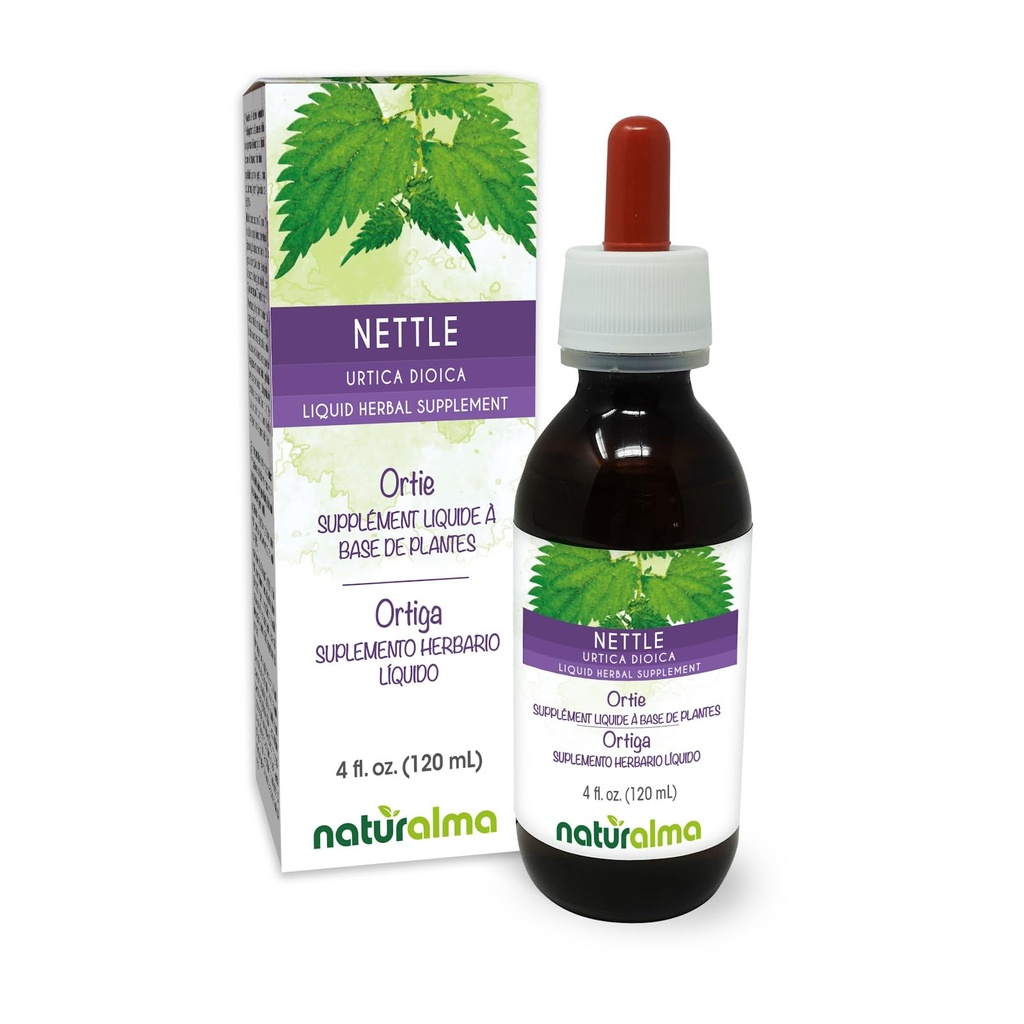 Naturalma Nettle (Urtica dioica) 잎과 뿌리 알코올 - 무료 Tincture - 드롭 4 fl oz 액체 추출물 - 초본 보충 - Vegan