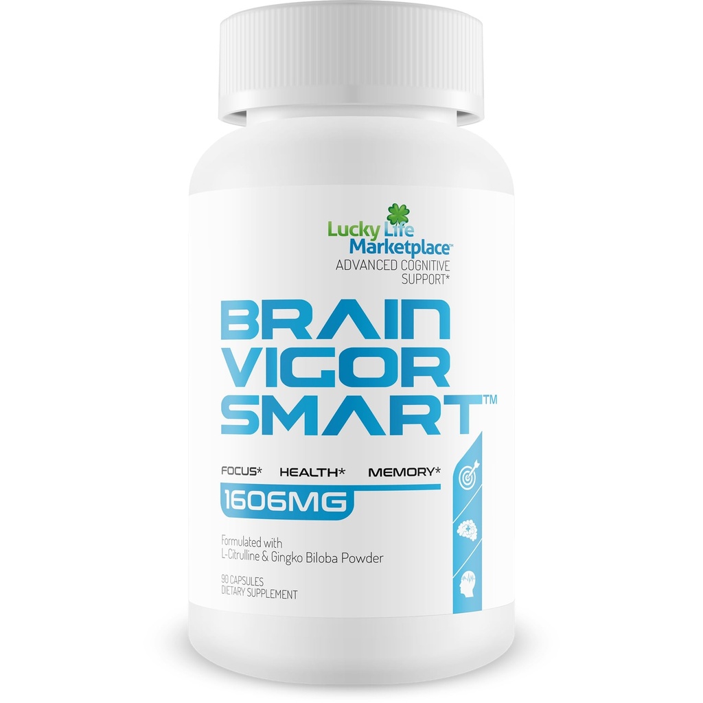 Brain Vigor Smart Brain Booster - 초점, 건강 및 기억에 대한 추가 강도 지원 - Lion 's Mane Mushroom & Ginkgo Biloba로 만든 향상된 공식 - 우리의 최고의 두뇌 활기 스마트 알약