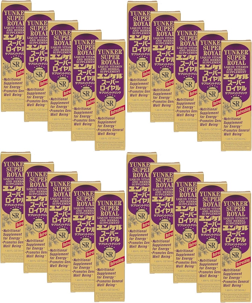 Super Royal, Liquid Vitamin & Herbal Supplement, nergy Herbal Supplements, Herbal Energy Boost, 물리 피로와 피로를 감소, 1.69 Fl oz, Made in Japan (20 포장)