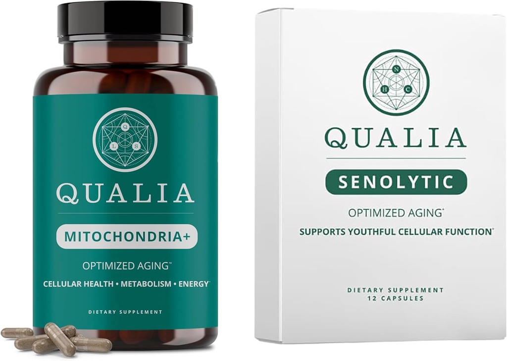 Qualia Life Sciences 번들 Qualia Mitochondria + & Qualia Senolytic, 노후화 보조 식품 최적화 셀 수리 및 회춘