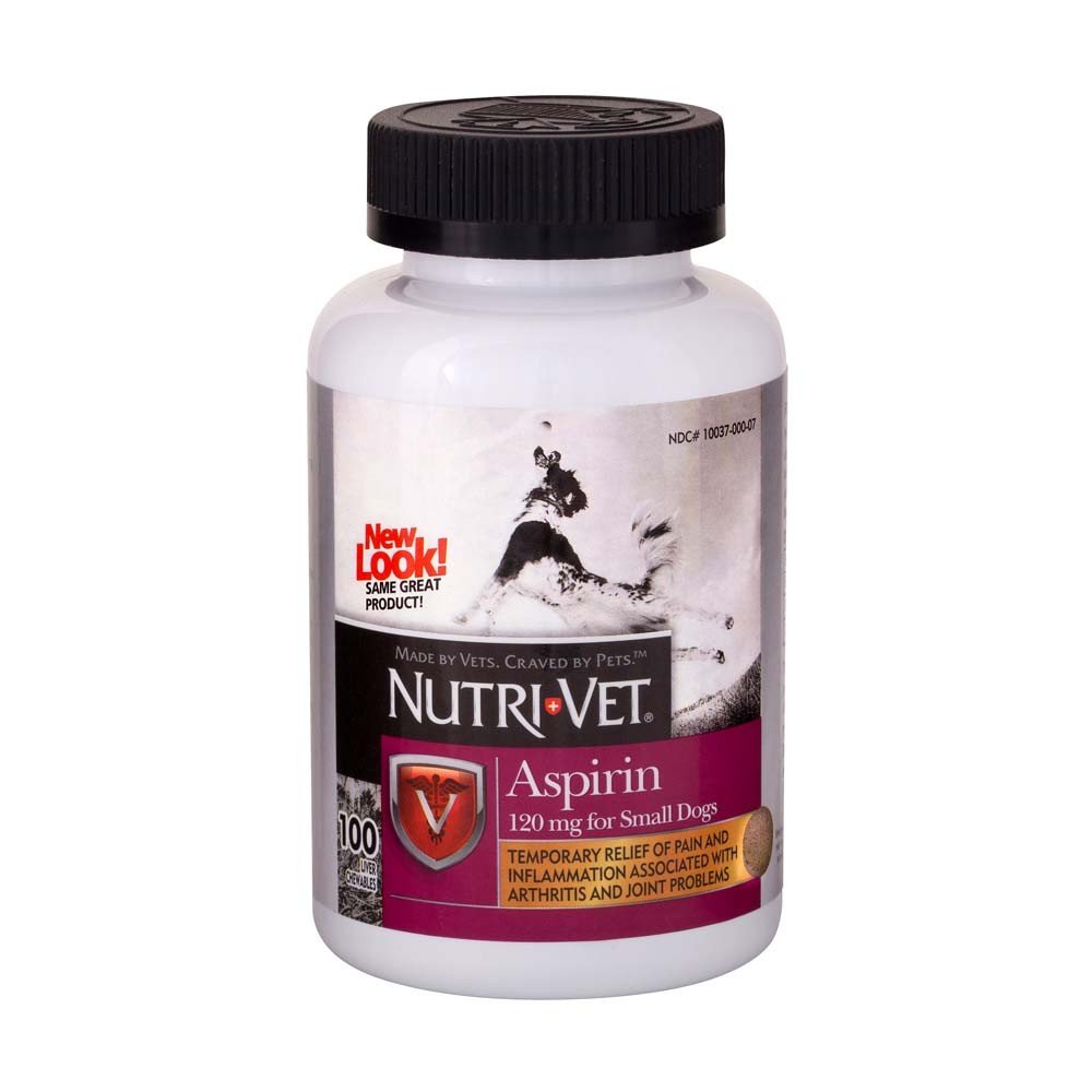 개를위한 Nutri-Vet Aspirin 50 파운드 미만의 작은 개 - 100 개 (120 mg) - 2 팩