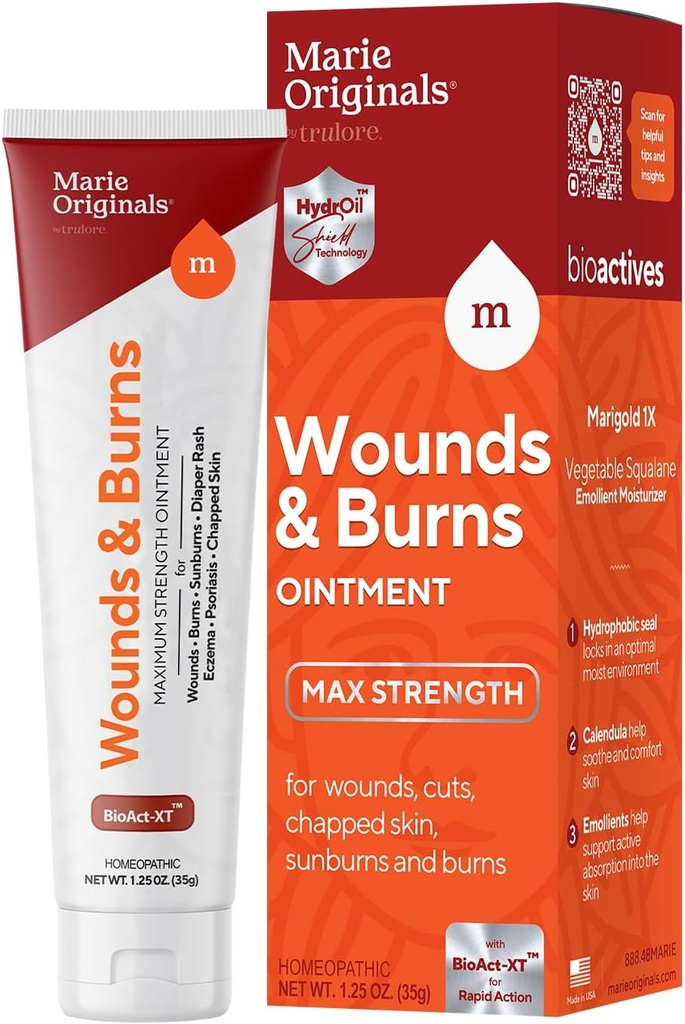 마리 Originals All-Natural Skin Repair and Burn Cream Ointment | First Aid Ointment | 일반 상처 치료, 채프 핸드, 냉수, Eczema, Psoriasis & Burn. 1.25oz