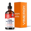 Vimergy Total Immune Blend* Liquid Supplement, 57 서빙 빠른 흡수 면역 지원 – All-Season, 아연, Thyme 및 Mullein Drops Non-GMO, Vegan, USDA Organic, Immunity Support for Adults (115 mL)