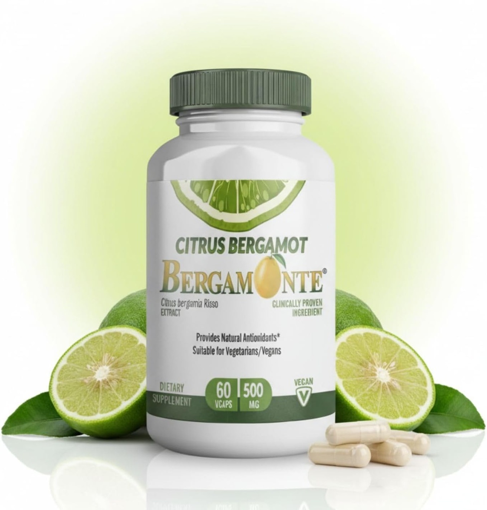 Citrus Bergamot Supplement (Citrus Bergamia) 봉사 당 1,000 mg (2) 60 Vegan 캡슐 - 특허 Bergamonte