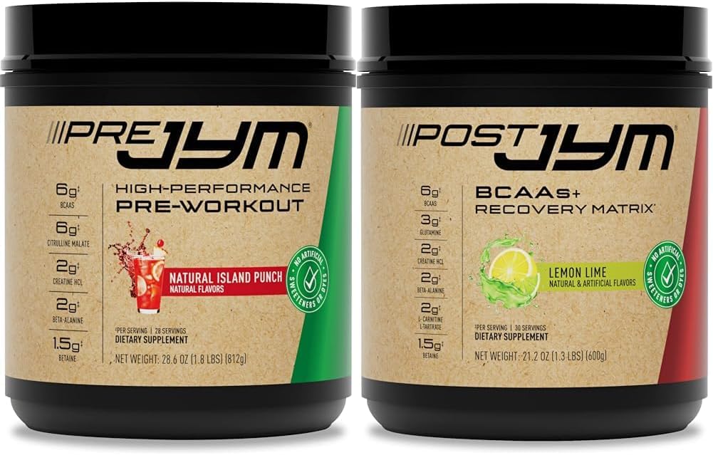 JYM 전 운동, 포스트 운동 및 BCAA 근육 건물은 전 JYM 분말, 포스트 JYM 활동적인 모체, 각 30의 서빙을 가진 번들을 보충합니다