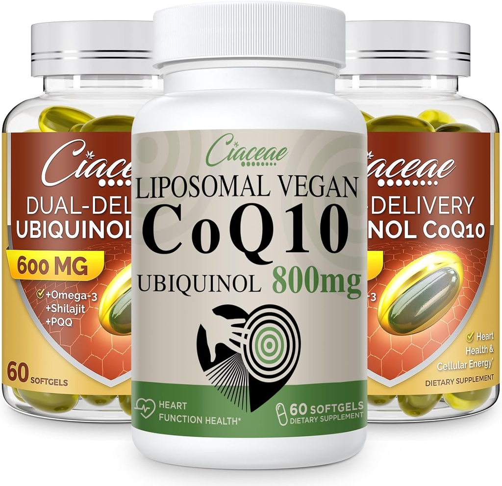 Liposomal CoQ10 800mg 1PCS는 Omega-3 & Shilajit & PQQ 2PCS를 가진 Ubiquinol CoQ10 600 MG Softgels를 가진 뭉치